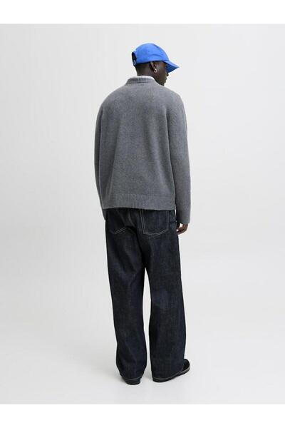 Jack & Jones Men's Gray Jornorrebro Knit Crew Neck Sweater & Cardigan 12282728-Darkgrey