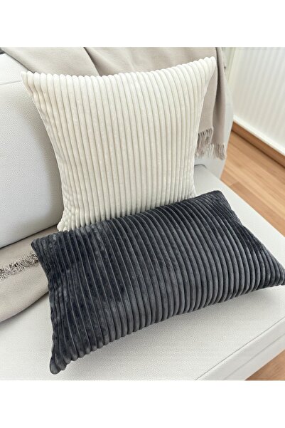 HHKARTS Velvet Throw Pillow Cover Striped Decorative Pillowcase, Modern Design