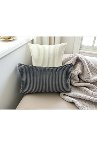 HHKARTS Velvet Throw Pillow Cover Striped Decorative Pillowcase, Modern Design