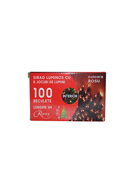 regency Christmas light string, 8 light modes, 100 red bulbs, 5 m