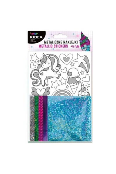 Kidea Set creativ cu autocolante metalice Unicorn, Kidea, 6+, Multicolor, MNZKUKA