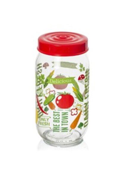 OEM Decorated glass jar with lid, 1000 ml (171541-052)