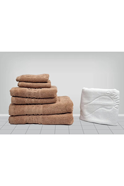 rotop Set of 7 Pakistani Cotton Towels Greek Border Cappuccino