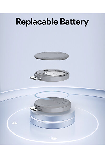 AUKEY Track Mate, Smart Bluetooth Tracker, Replaceable Battery, 6 Month Battery Life TM-10 Gray