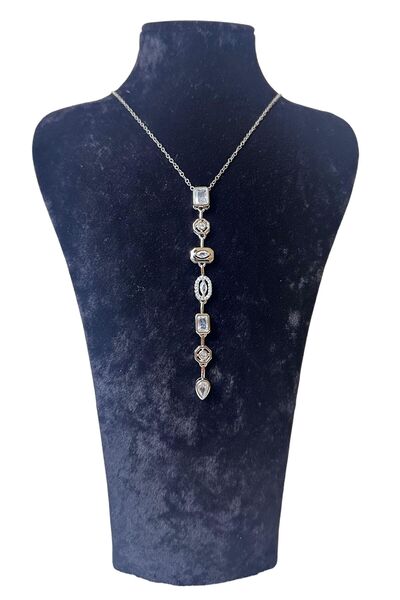 Uretti Melik 9215 Seven Elements Stone Steel Y Necklace