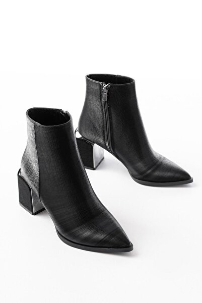 Aymood Dnz-410 Women's Black Zippered Heeled Casual Boots