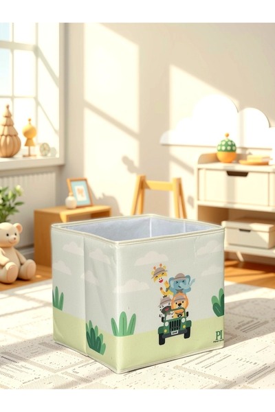 LUXWAY HOME Safari 2 Desenli Kapaksız Çok Amaçlı Düzenleyici Oyuncak Saklama Kutusu 30x30x30