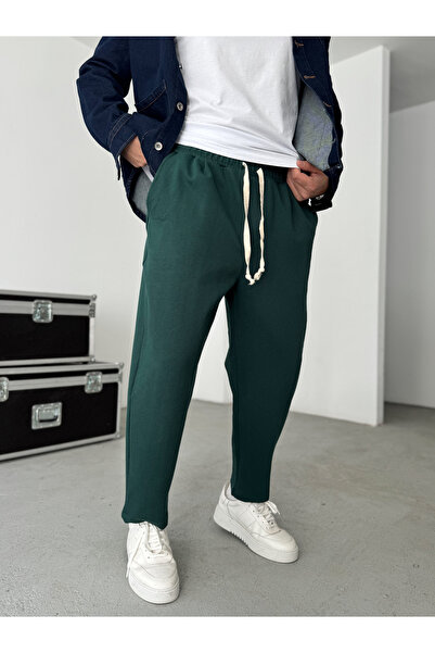 BYBASICMAN Тъмнозелени панталони с широки крачоли JJ-172