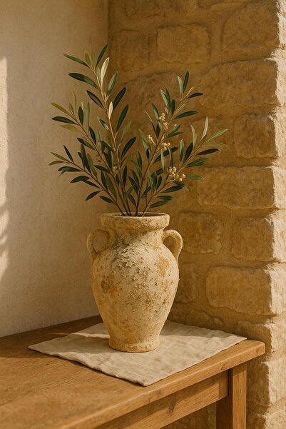 biomaxi plus Dekoratif Dokulu akdeniz arkeolojik rustik Vazo Salon Dekor Mutf...