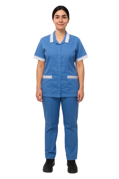 Rannah's Uniform طقم زي خادمة منزلية محترفة مزود بسحاب للإغلاق - بلوزة وبنطلو...