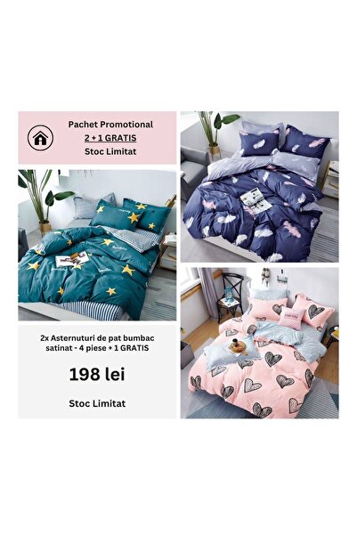 Codan Set de lenjerie de pat din bumbac satinat - 4 piese (2 + 1 GRATUIT)