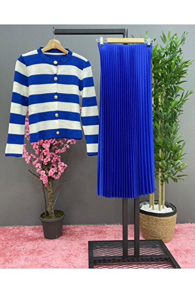 exxitcollection Жіночий комплект з трикотажної кофти та спідниці з плісирован...