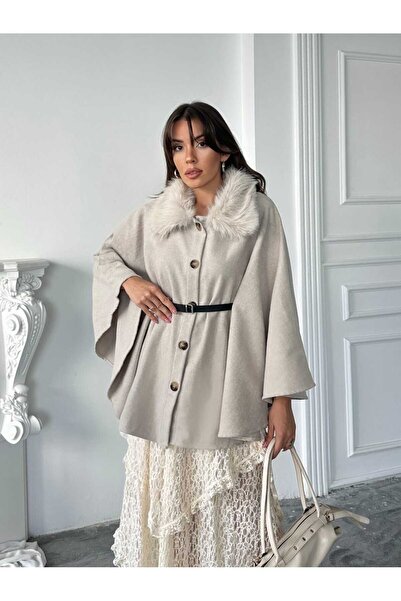 mydukkan.co Fur Collar Poncho