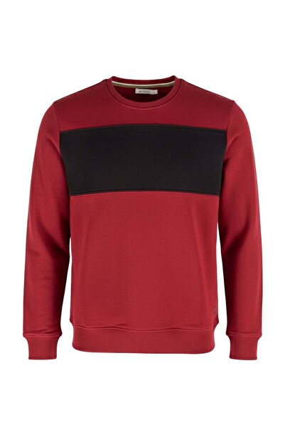 Ozmoz By Mukadder Özden 100% Cotton Burgundy Black Winter Men's Sweatshirt