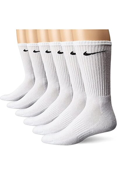 Nike Șosete unisex Performance Cushion Crew cu bandă (6 perechi), negru/alb, ...