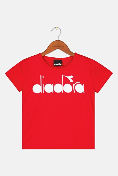 Diadora Toddlers Girl Cap Sleeve Brand Logo Tops, Red/White