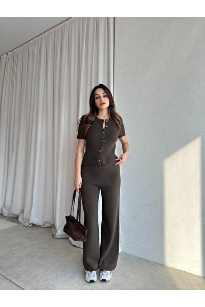 Mooi Butik Zeus Knitwear Set 8681 - Brown