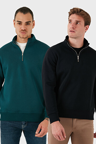 Buratti Cotton Regular Fit Stand Collar 2-Pack Sweat Men's Sweat 59052592S2