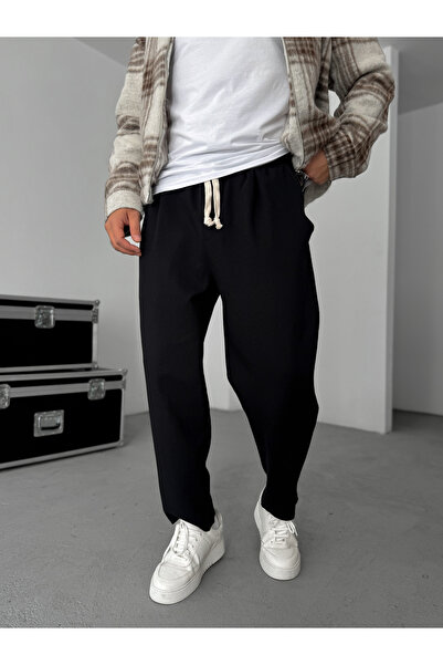 BYBASICMAN Black Loose Fit Thick Pants Jj-172