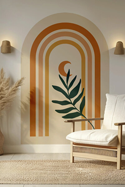 SDİGİTAL Bohem Tarzı Gökkuşağı ve Yaprak Desenli Duvar Sticker – 3 Ölçü Seçen...