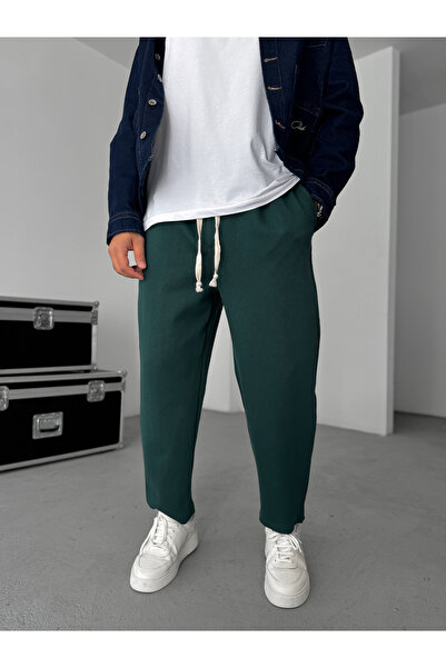 BYBASICMAN Dark Green Loose Fit Thick Pants Jj-172