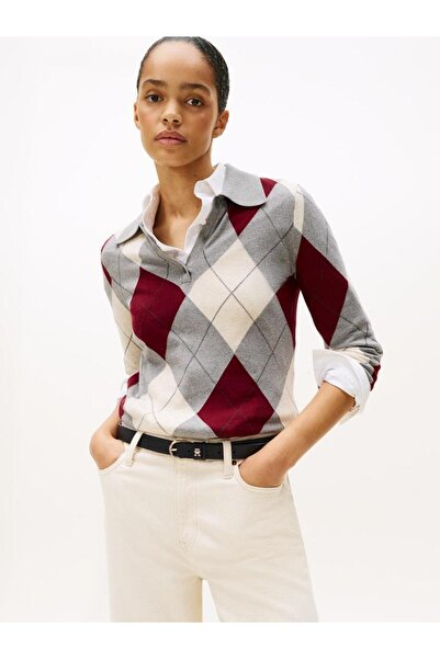 Tommy Hilfiger CO ARGYLE POLO-NK SWEATER