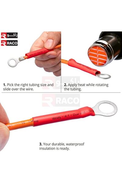 Raco Heat Shrink Sleeve, Heat Shrinkable Tube for Cable Insulation, 1 Meter (10mm, Red)