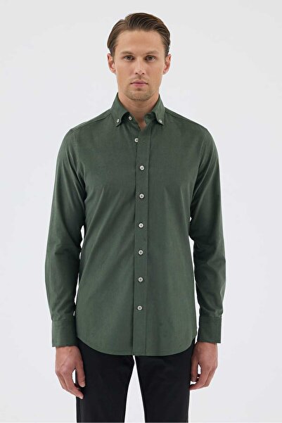 Paşahan Velvet Collar Buttoned 100% Cotton Comfort Fit Men's Shirt