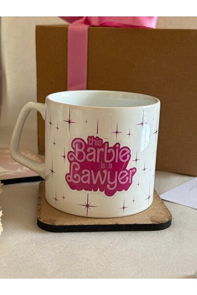 glowoow Kadın Avukatlara Özel Pembe Kupa This Barbie is a Lawyer Yazılı Seramik Bardak