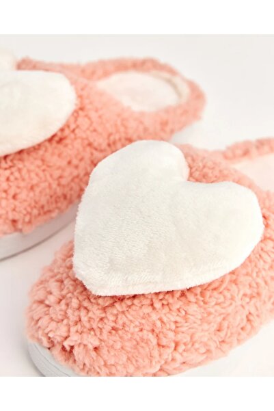 LAMİNTA Poky Heart Pink Plush House Slippers
