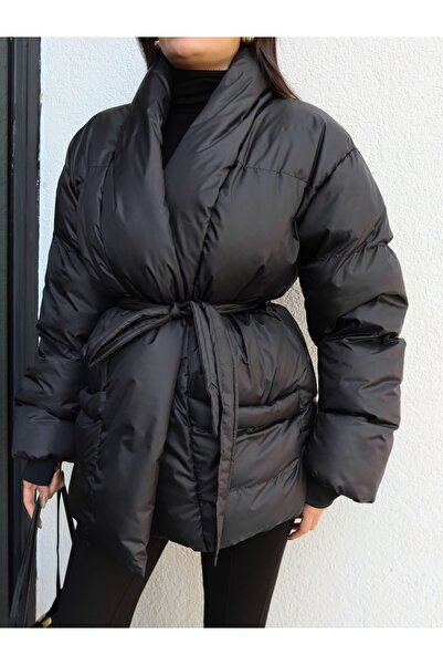 ESRAHELVACI Açık Cep Ön Bağlamalı Şişme Mont