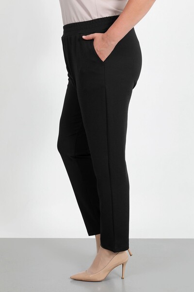 By Alba Collection Women's Black Tight-Legged Pants with Elastic Waist