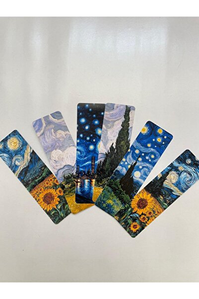 tinystoriestr مجموعة فواصل كتب بتصميم فان جوخ - 6 قطع - فواصل كتب مخصصة مقطوع...
