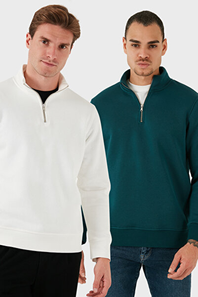 Buratti Памучна блуза с правилна кройка и стояща яка, 2 броя, мъжка SWEAT 590...