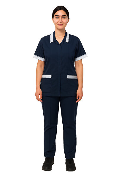 Rannah's Uniform طقم زي خادمة منزلية محترفة مزود بسحاب للإغلاق - بلوزة وبنطلو...