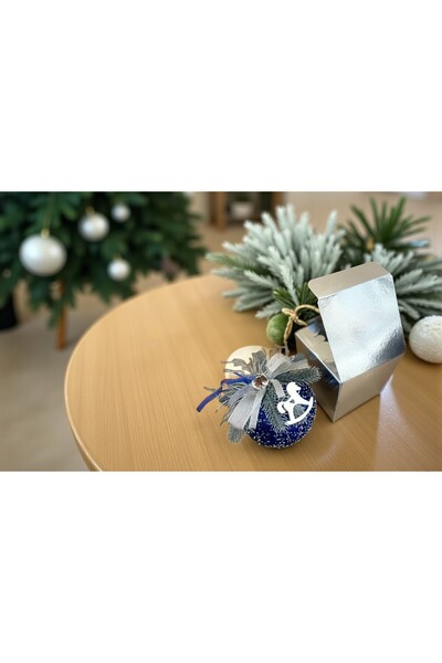 ChristmasExpress Globuri albastre argintii decorate – d15 cm