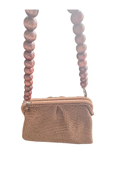 TooHot Women's Brown Beaded Strap Straw Shoulder Bag