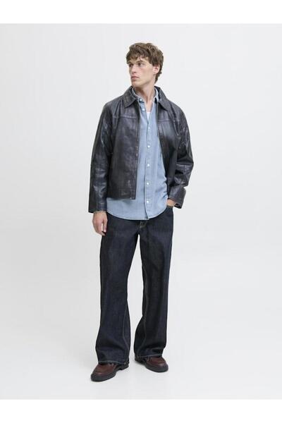 Jack & Jones Erkek Mavi Jornorrebro Denim Shirt Ls Sn Jean Gömlek 12282775-Mediumblu