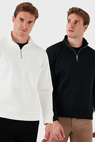 Buratti Памучна блуза с правилна кройка и стояща яка, 2 броя, мъжка SWEAT 590...