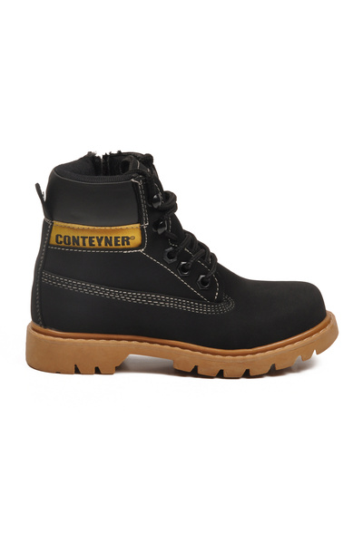 CONTEYNER ayakkabı Siyah Nubuk Kaymaz Unisex Çocuk Bot 921 F