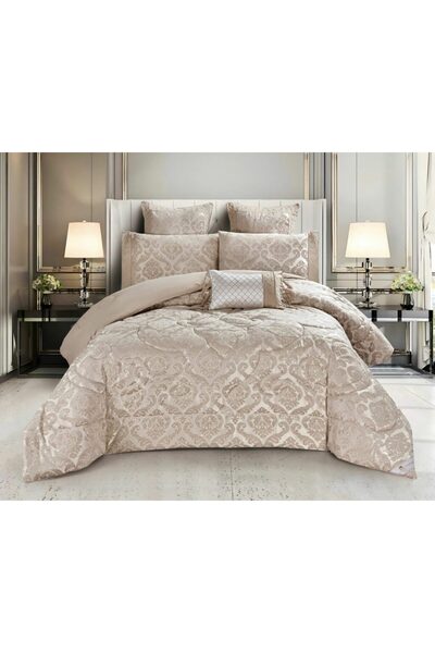 JOJO HOME Jacquard Cotton Bed Linen Set with Jacquard Duvet and Pillow – 7 pieces