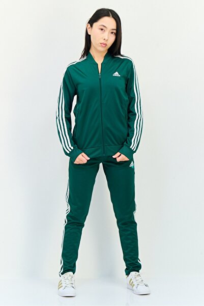 adidas Women 2 Pcs Sportswear Fit Long Sleeve Outdoor Tracksuit, Green