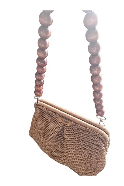 TooHot Women's Brown Beaded Strap Straw Shoulder Bag