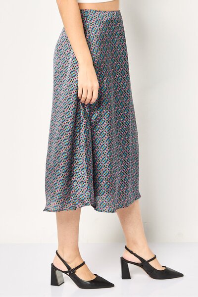 PROMOD Women Allover Print Midi Skirt, Multicolor