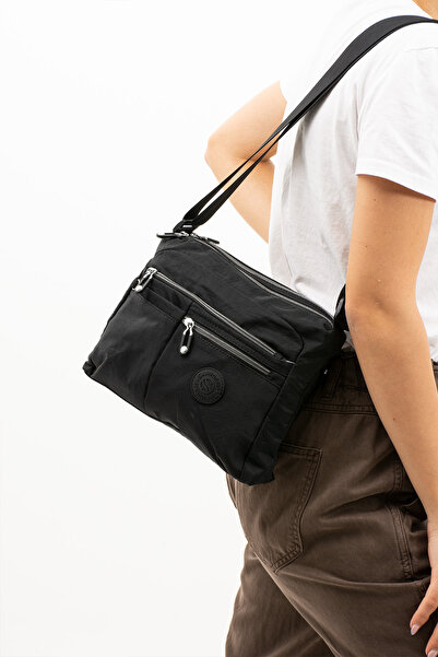 Sanmorris 4006 Brand Multi-Compartment Waterproof Wrinkle Fabric Crossbody Bag