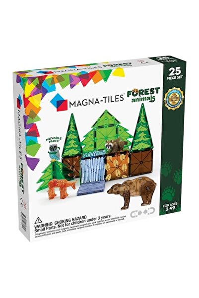 LİNİX Set de construcție magnetic Magna-Tiles, Animale din pădure, 25 de piese