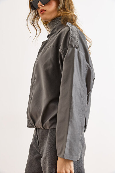 Olalook Kadın Füme Astarlı Eteği Pileli Oversize Süet Ceket CKT-19000494