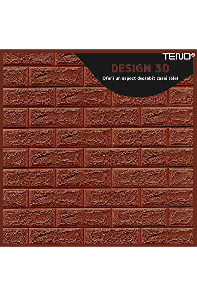 Teno Set of 10x 3D Brick Wallpaper Teno®, coverage area 5.3 m², self-adhesive, 70x77 cm, brown