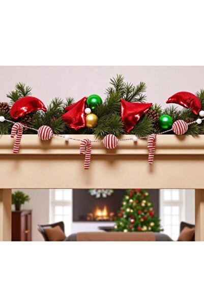 kapella Ghirlandă de țesătură de Revelion cu bile și bastoane de zahăr 180CM AST7158