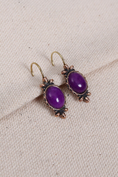 Süspüs Accessories Authentic Earrings with Purple Agate Stone